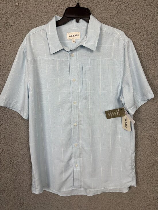G.H. Bass Other - G.H. Bass Mens Light Blue Short-Sleeve Plaid Button-Up Shirt Size L New With Tag